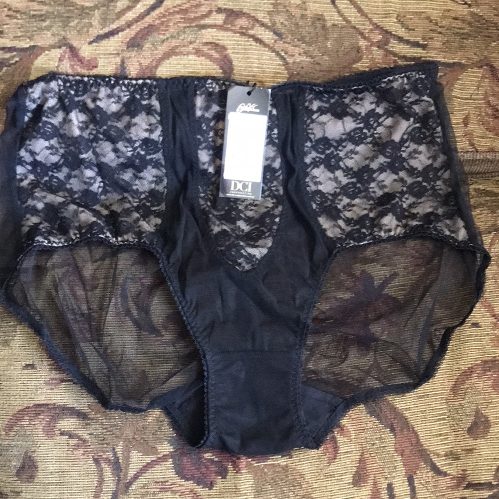 Dita Von Teese Full High Waist Ladies Brief-Lace/Sheer Frontal & Full Sheer Back